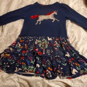 Mini Boden 3-4yrs navy dress with Unicorn sequin
